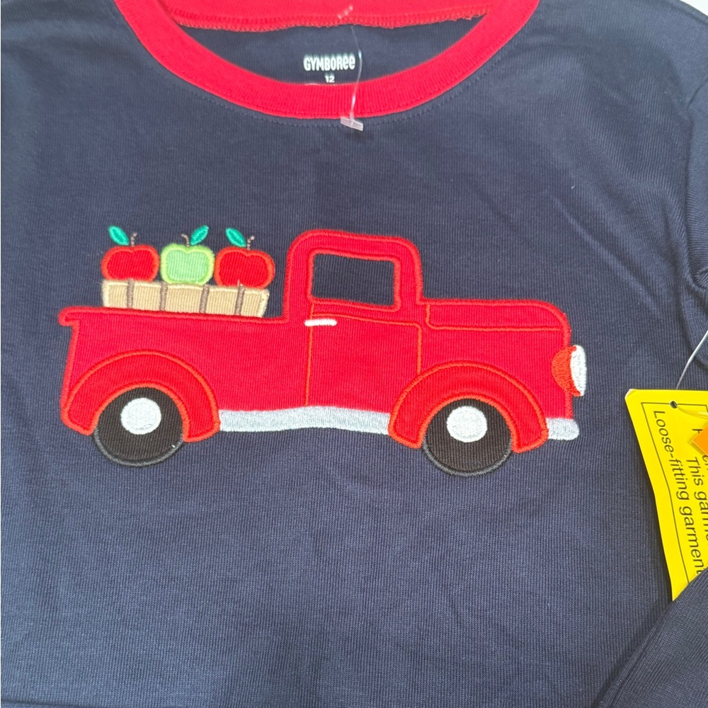 Gymboree Appliqué Apple Truck Dark Blue Pajama a Top NWT Size 12 Unisex SKU0744 - Picture 2 of 7